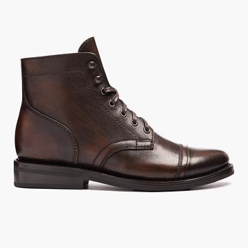 Stivali Stringati Thursday Boots Captain Pelle Rugged & Resilient Donna Caffè | IT409ZUT