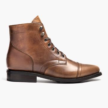 Stivali Stringati Thursday Boots Captain Pelle Rugged & Resilient Donna Nere Caffè | IT410LIS