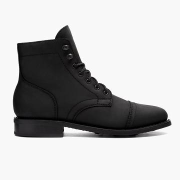 Stivali Stringati Thursday Boots Captain Pelle Donna Nere | IT424TCE