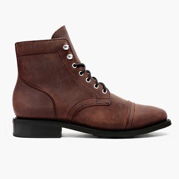 Stivali Stringati Thursday Boots Captain Pelle Arizona Donna Marroni | IT425RVD