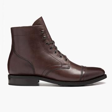 Stivali Stringati Thursday Boots Captain Pelle Classiche Donna Caffè | IT426EBC