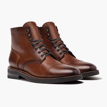 Stivali Stringati Thursday Boots Captain Pelle Rugged & Resilient Uomo Caffè | IT81PJJ