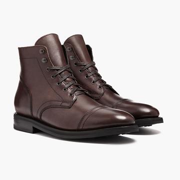 Stivali Stringati Thursday Boots Captain Pelle Scamosciate Uomo Caffè | IT84UZG