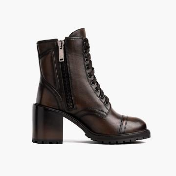 Stivali Stringati Thursday Boots Rebel Pelle Donna Caffè | IT351MQZ