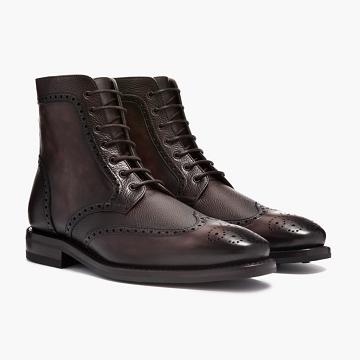 Stivali Stringati Thursday Boots Wingtip Pelle Uomo Bordeaux | IT132AHK